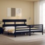 Estructura cama de matrimonio con cabecero madera maciza negro de vidaXL, Camas y somieres - Ref: Foro24-3195110, Precio: 155...