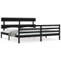 Estructura cama de matrimonio con cabecero madera maciza negro de vidaXL, Camas y somieres - Ref: Foro24-3195110, Precio: 155...