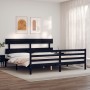 Estructura cama de matrimonio con cabecero madera maciza negro de vidaXL, Camas y somieres - Ref: Foro24-3195110, Precio: 155...