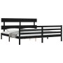 Estructura cama de matrimonio con cabecero madera maciza negro de vidaXL, Camas y somieres - Ref: Foro24-3195110, Precio: 155...