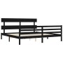 Estructura cama de matrimonio con cabecero madera maciza negro de vidaXL, Camas y somieres - Ref: Foro24-3195110, Precio: 155...