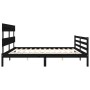 Estructura cama de matrimonio con cabecero madera maciza negro de vidaXL, Camas y somieres - Ref: Foro24-3195110, Precio: 155...