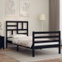 Estructura de cama con cabecero madera maciza negro 100x200 cm de vidaXL, Camas y somieres - Ref: Foro24-3194890, Precio: 121...