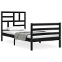 Estructura de cama con cabecero madera maciza negro 100x200 cm de vidaXL, Camas y somieres - Ref: Foro24-3194890, Precio: 121...