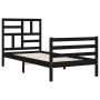 Estructura de cama con cabecero madera maciza negro 100x200 cm de vidaXL, Camas y somieres - Ref: Foro24-3194890, Precio: 121...