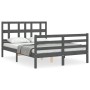 Estructura de cama matrimonio con cabecero madera maciza gris de vidaXL, Camas y somieres - Ref: Foro24-3194803, Precio: 153,...