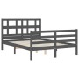 Estructura de cama matrimonio con cabecero madera maciza gris de vidaXL, Camas y somieres - Ref: Foro24-3194803, Precio: 153,...