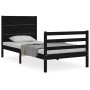 Bed frame with black solid wood headboard 90x200 cm by vidaXL, Beds and slatted bases - Ref: Foro24-3194625, Price: 127,72 €,...