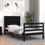 Bed frame with black solid wood headboard 90x200 cm by vidaXL, Beds and slatted bases - Ref: Foro24-3194625, Price: 127,72 €,...