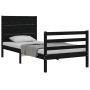 Bed frame with black solid wood headboard 90x200 cm by vidaXL, Beds and slatted bases - Ref: Foro24-3194625, Price: 127,72 €,...