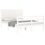 White solid wood bed frame with headboard 140x200 cm by vidaXL, Beds and slatted bases - Ref: Foro24-3194637, Price: 187,14 €...