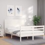 Estructura de cama con cabecero madera maciza blanco 140x190 cm de vidaXL, Camas y somieres - Ref: Foro24-3194617, Precio: 19...