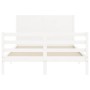 Estructura de cama con cabecero madera maciza blanco 140x190 cm de vidaXL, Camas y somieres - Ref: Foro24-3194617, Precio: 19...