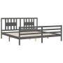 Gray solid wood bed frame with headboard 200x200 cm by vidaXL, Beds and slatted bases - Ref: Foro24-3194593, Price: 169,09 €,...