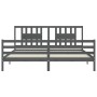 Gray solid wood bed frame with headboard 200x200 cm by vidaXL, Beds and slatted bases - Ref: Foro24-3194593, Price: 169,09 €,...