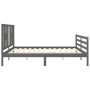 Gray solid wood bed frame with headboard 200x200 cm by vidaXL, Beds and slatted bases - Ref: Foro24-3194593, Price: 169,09 €,...