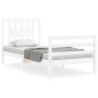 White solid wood bed frame with headboard 100x200 cm by vidaXL, Beds and slatted bases - Ref: Foro24-3194562, Price: 107,61 €...