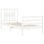 White solid wood bed frame with headboard 100x200 cm by vidaXL, Beds and slatted bases - Ref: Foro24-3194562, Price: 107,61 €...