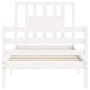 White solid wood bed frame with headboard 100x200 cm by vidaXL, Beds and slatted bases - Ref: Foro24-3194562, Price: 107,61 €...