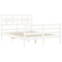 White solid wood bed frame with headboard 140x200 cm by vidaXL, Beds and slatted bases - Ref: Foro24-3194442, Price: 133,46 €...