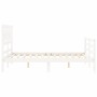 White solid wood bed frame with headboard 140x200 cm by vidaXL, Beds and slatted bases - Ref: Foro24-3194442, Price: 133,46 €...