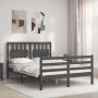 Estructura de cama con cabecero madera maciza gris 140x200 cm de vidaXL, Camas y somieres - Ref: Foro24-3194313, Precio: 165,...