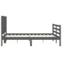 Estructura de cama con cabecero madera maciza gris 140x200 cm de vidaXL, Camas y somieres - Ref: Foro24-3194313, Precio: 165,...