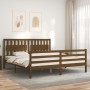 Honey brown solid wood bed frame with headboard by vidaXL, Beds and slatted bases - Ref: Foro24-3194329, Price: 187,99 €, Dis...