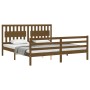 Honey brown solid wood bed frame with headboard by vidaXL, Beds and slatted bases - Ref: Foro24-3194329, Price: 187,99 €, Dis...