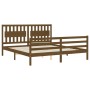 Honey brown solid wood bed frame with headboard by vidaXL, Beds and slatted bases - Ref: Foro24-3194329, Price: 187,99 €, Dis...