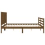 Honey brown solid wood bed frame with headboard by vidaXL, Beds and slatted bases - Ref: Foro24-3194329, Price: 187,99 €, Dis...