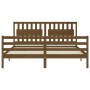 Honey brown solid wood bed frame with headboard by vidaXL, Beds and slatted bases - Ref: Foro24-3194329, Price: 187,99 €, Dis...