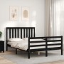 Estructura de cama con cabecero madera maciza negro 140x190 cm de vidaXL, Camas y somieres - Ref: Foro24-3194230, Precio: 167...