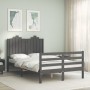 Double bed frame with gray solid wood headboard by vidaXL, Beds and slatted bases - Ref: Foro24-3194153, Price: 161,75 €, Dis...