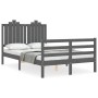 Double bed frame with gray solid wood headboard by vidaXL, Beds and slatted bases - Ref: Foro24-3194153, Price: 161,99 €, Dis...