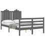 Estructura de cama matrimonio con cabecero madera maciza gris de vidaXL, Camas y somieres - Ref: Foro24-3194153, Precio: 161,...