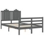 Estructura de cama matrimonio con cabecero madera maciza gris de vidaXL, Camas y somieres - Ref: Foro24-3194153, Precio: 161,...