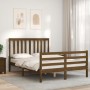 Estructura de cama matrimonio con cabecero madera marrón miel de vidaXL, Camas y somieres - Ref: Foro24-3194219, Precio: 153,...