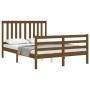 Estructura de cama matrimonio con cabecero madera marrón miel de vidaXL, Camas y somieres - Ref: Foro24-3194219, Precio: 153,...