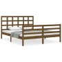 Estructura de cama matrimonio con cabecero madera marrón miel de vidaXL, Camas y somieres - Ref: Foro24-3193994, Precio: 152,...