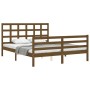 Estructura de cama matrimonio con cabecero madera marrón miel de vidaXL, Camas y somieres - Ref: Foro24-3193994, Precio: 152,...