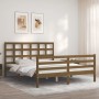 Estructura de cama matrimonio con cabecero madera marrón miel de vidaXL, Camas y somieres - Ref: Foro24-3193994, Precio: 152,...