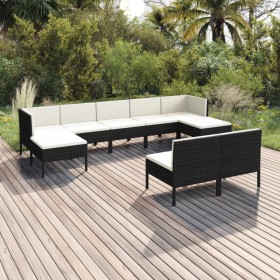 9-teiliges Gartenmöbel-Set und schwarze synthetische Rattankissen von vidaXL, Gartensets - Ref: Foro24-3094548, Preis: 656,99...