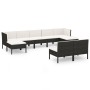 Set muebles de jardín 9 pzas y cojines ratán sintético negro de vidaXL, Conjuntos de jardín - Ref: Foro24-3094548, Precio: 78...