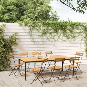 Folding garden chairs 8 pcs solid acacia wood and steel by vidaXL, Garden chairs - Ref: Foro24-3152107, Price: 318,99 €, Disc...