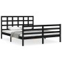 Estructura de cama con cabecero madera maciza negro 160x200 cm de vidaXL, Camas y somieres - Ref: Foro24-3194000, Precio: 155...