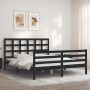 Estructura de cama con cabecero madera maciza negro 160x200 cm de vidaXL, Camas y somieres - Ref: Foro24-3194000, Precio: 155...