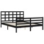 Estructura de cama con cabecero madera maciza negro 160x200 cm de vidaXL, Camas y somieres - Ref: Foro24-3194000, Precio: 155...