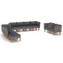 Set de muebles de jardín 10 pzas ratán sintético eucalipto gris de vidaXL, Conjuntos de jardín - Ref: Foro24-3082090, Precio:...