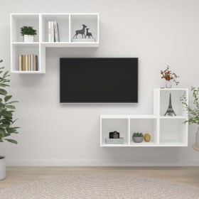 TV wall cabinets 4 pcs plywood white by vidaXL, TV Furniture - Ref: Foro24-3079835, Price: 130,99 €, Discount: %